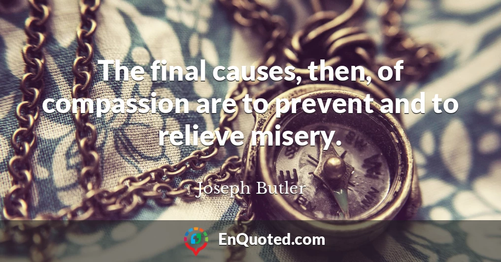 The final causes, then, of compassion are to prevent and to relieve misery.