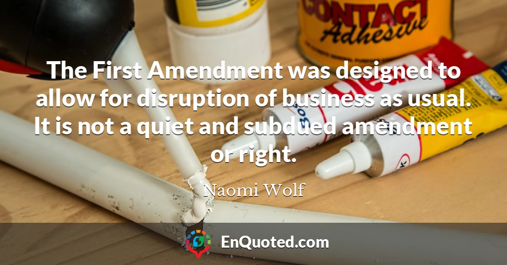 The First Amendment was designed to allow for disruption of business as usual. It is not a quiet and subdued amendment or right.