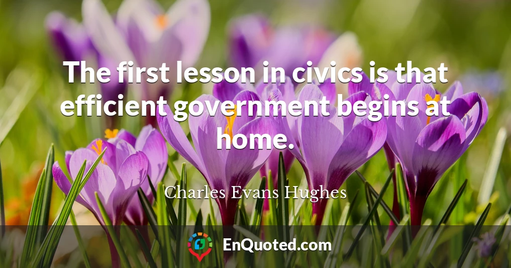 The first lesson in civics is that efficient government begins at home.