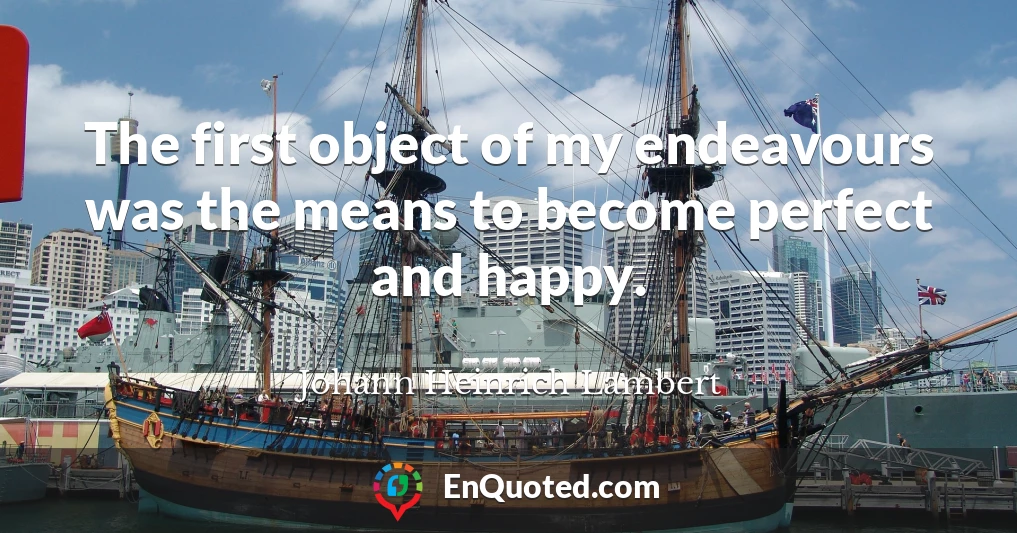 The first object of my endeavours was the means to become perfect and happy.
