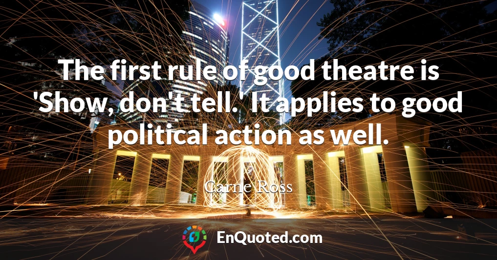 The first rule of good theatre is 'Show, don't tell.' It applies to good political action as well.