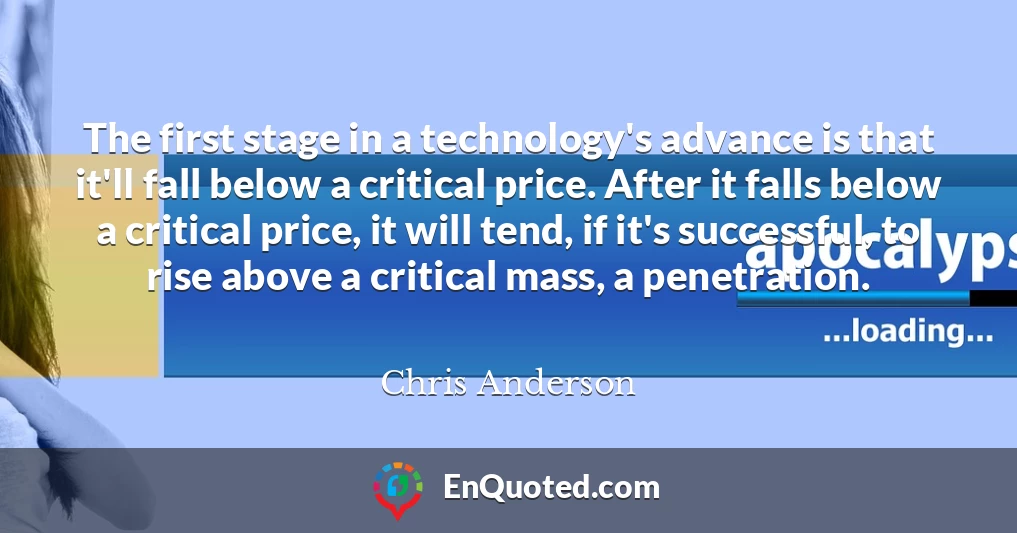 The first stage in a technology's advance is that it'll fall below a critical price. After it falls below a critical price, it will tend, if it's successful, to rise above a critical mass, a penetration.