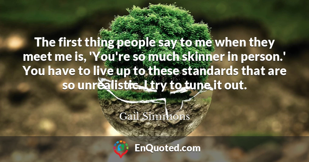 The first thing people say to me when they meet me is, 'You're so much skinner in person.' You have to live up to these standards that are so unrealistic. I try to tune it out.