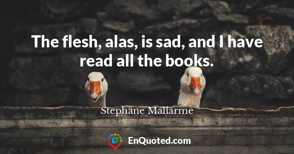 The flesh, alas, is sad, and I have read all the books.
