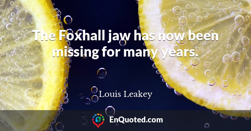 The Foxhall jaw has now been missing for many years.