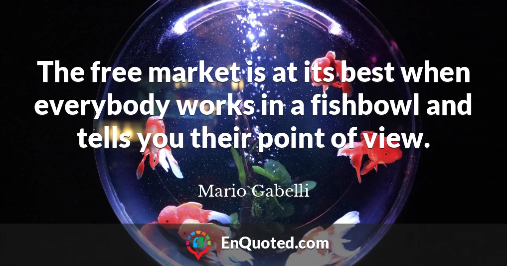 The free market is at its best when everybody works in a fishbowl and tells you their point of view.