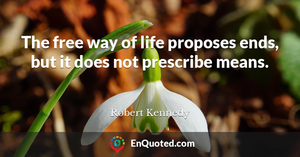 The free way of life proposes ends, but it does not prescribe means.