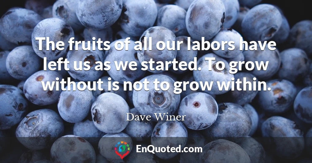 The fruits of all our labors have left us as we started. To grow without is not to grow within.