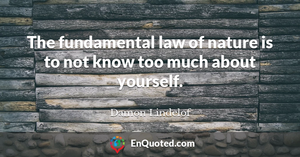 The fundamental law of nature is to not know too much about yourself.