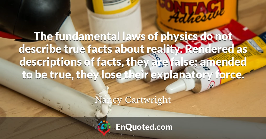 The fundamental laws of physics do not describe true facts about reality. Rendered as descriptions of facts, they are false; amended to be true, they lose their explanatory force.