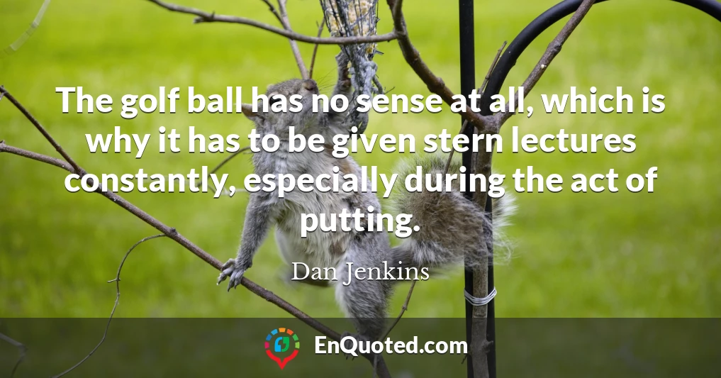The golf ball has no sense at all, which is why it has to be given stern lectures constantly, especially during the act of putting.