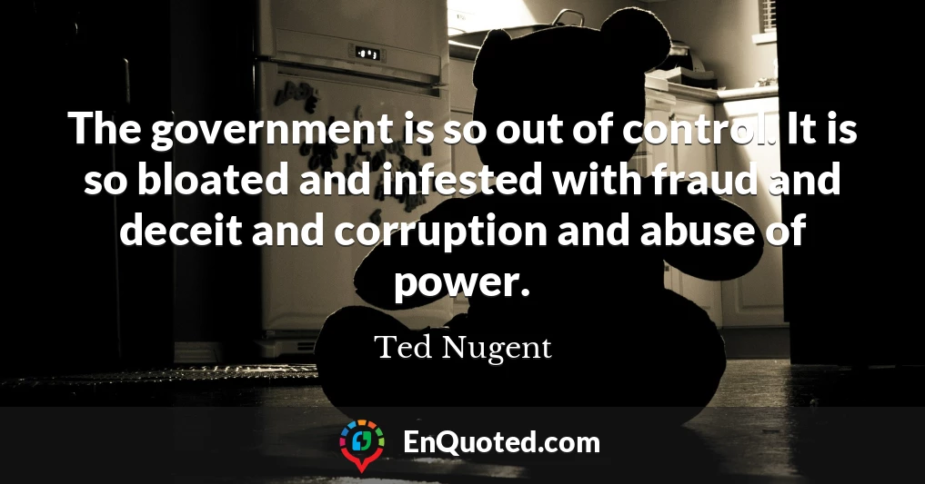 The government is so out of control. It is so bloated and infested with fraud and deceit and corruption and abuse of power.