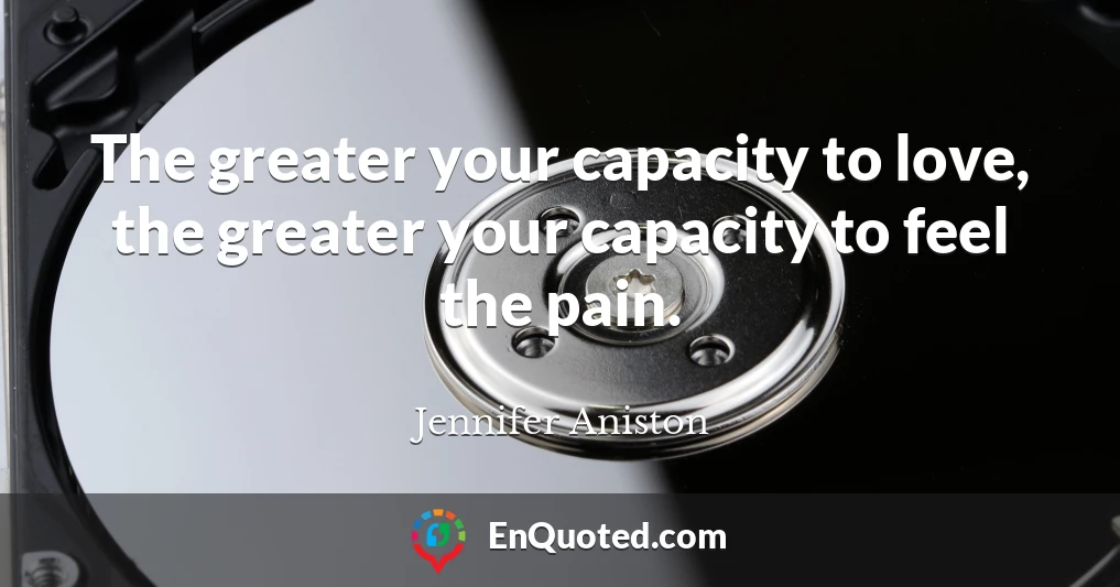 The greater your capacity to love, the greater your capacity to feel the pain.