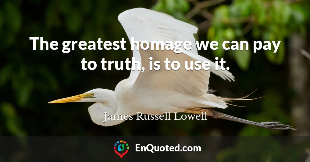 The greatest homage we can pay to truth, is to use it.