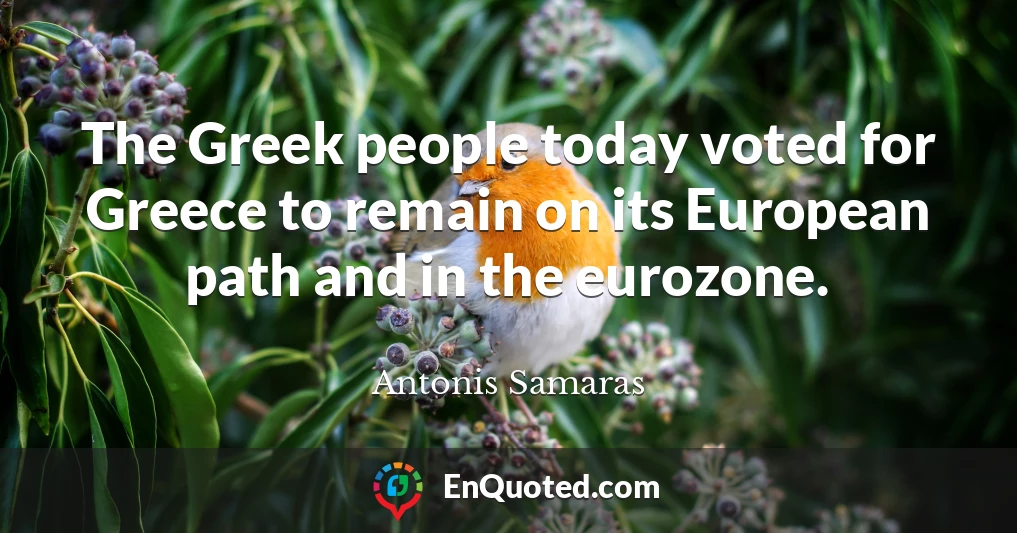 The Greek people today voted for Greece to remain on its European path and in the eurozone.