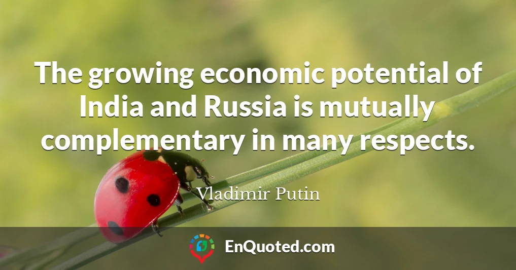 The growing economic potential of India and Russia is mutually complementary in many respects.