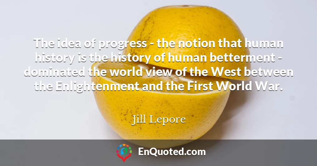The idea of progress - the notion that human history is the history of human betterment - dominated the world view of the West between the Enlightenment and the First World War.