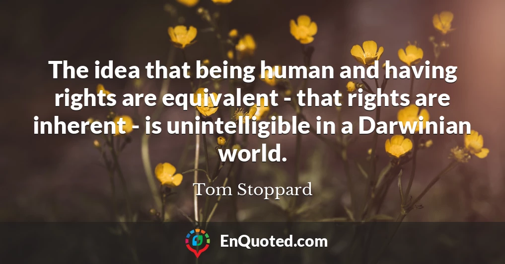 The idea that being human and having rights are equivalent - that rights are inherent - is unintelligible in a Darwinian world.