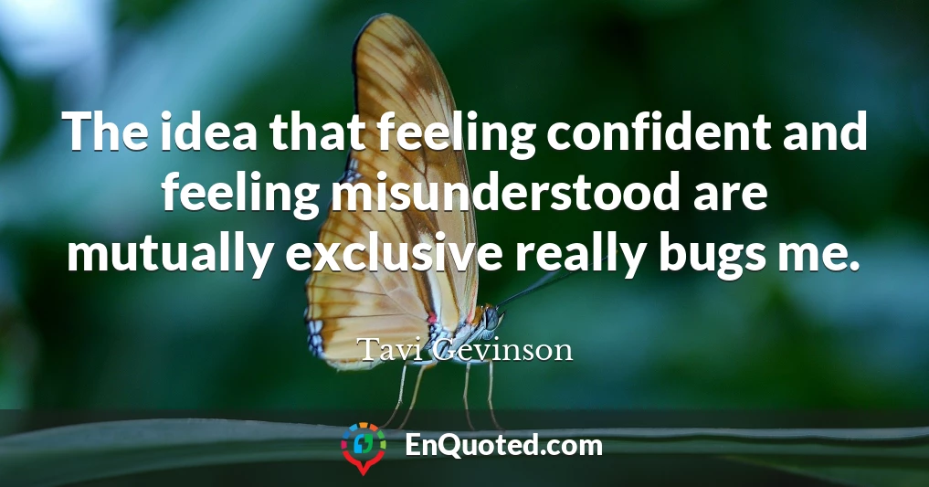 The idea that feeling confident and feeling misunderstood are mutually exclusive really bugs me.