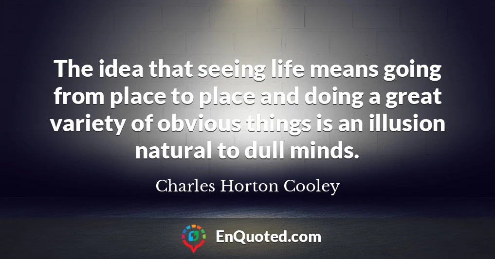 The idea that seeing life means going from place to place and doing a great variety of obvious things is an illusion natural to dull minds.