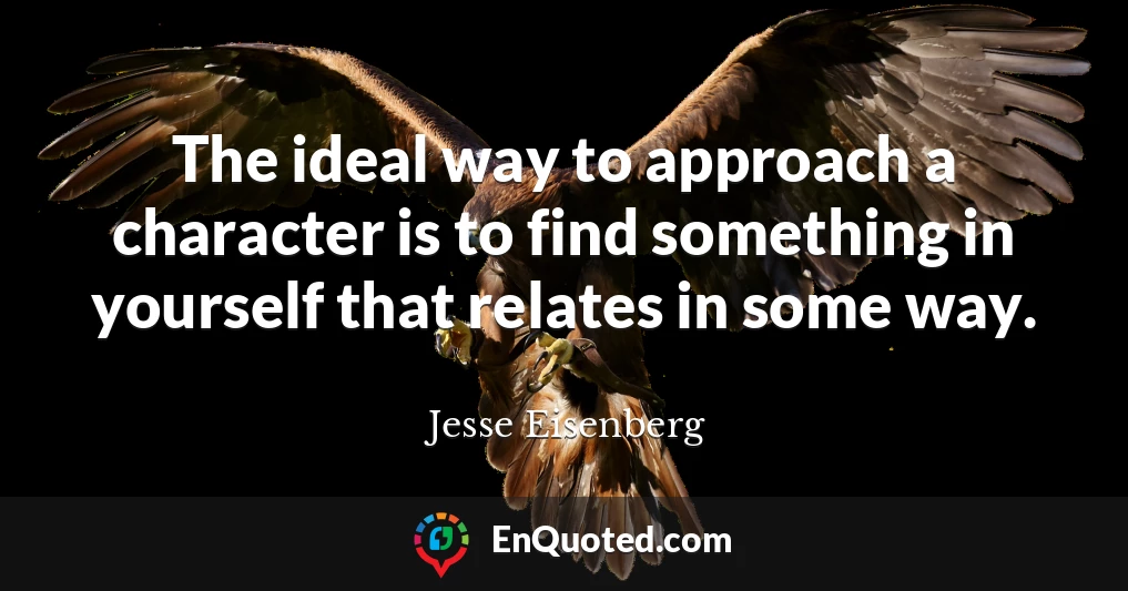The ideal way to approach a character is to find something in yourself that relates in some way.