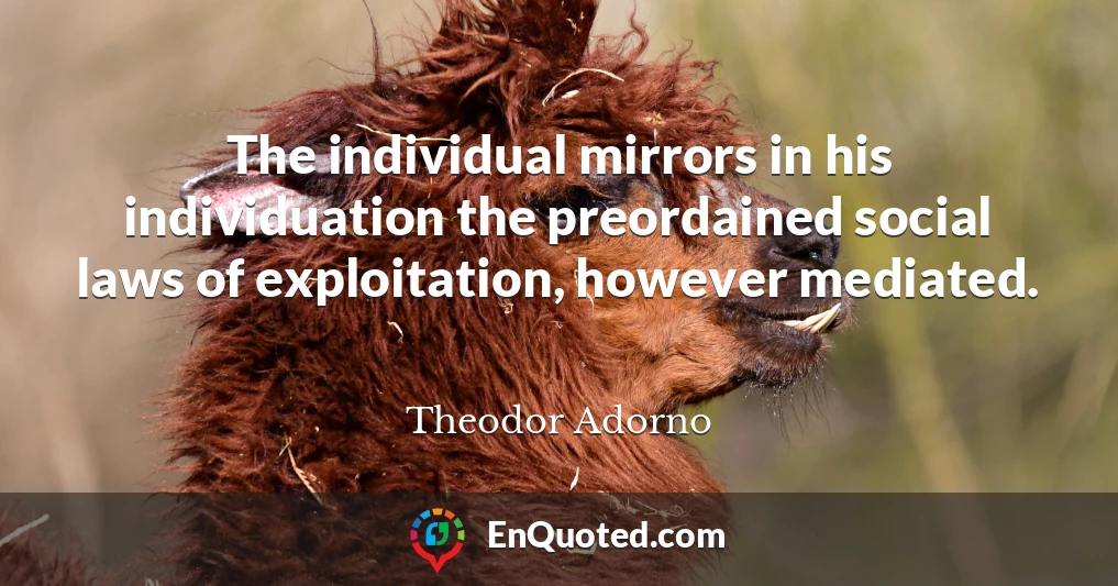 The individual mirrors in his individuation the preordained social laws of exploitation, however mediated.