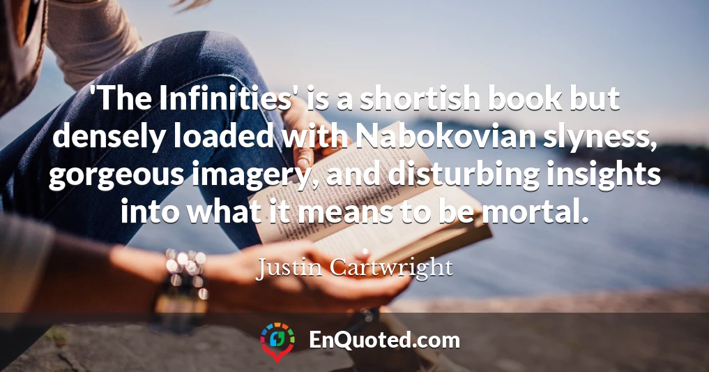'The Infinities' is a shortish book but densely loaded with Nabokovian slyness, gorgeous imagery, and disturbing insights into what it means to be mortal.