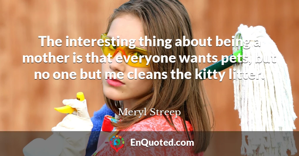The interesting thing about being a mother is that everyone wants pets, but no one but me cleans the kitty litter.