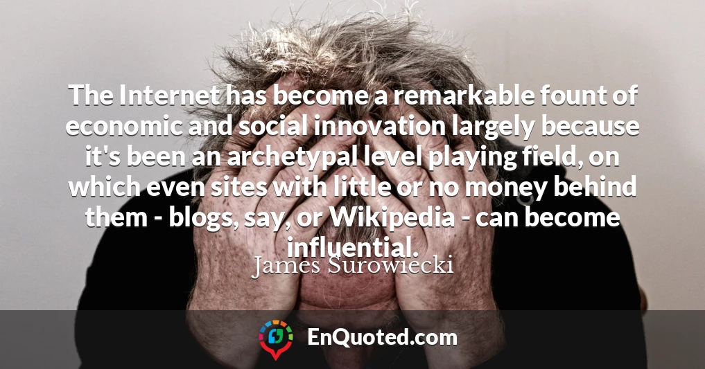 The Internet has become a remarkable fount of economic and social innovation largely because it's been an archetypal level playing field, on which even sites with little or no money behind them - blogs, say, or Wikipedia - can become influential.