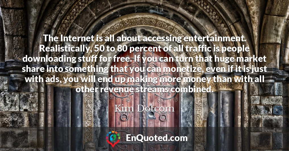 The Internet is all about accessing entertainment. Realistically, 50 to 80 percent of all traffic is people downloading stuff for free. If you can turn that huge market share into something that you can monetize, even if it is just with ads, you will end up making more money than with all other revenue streams combined.