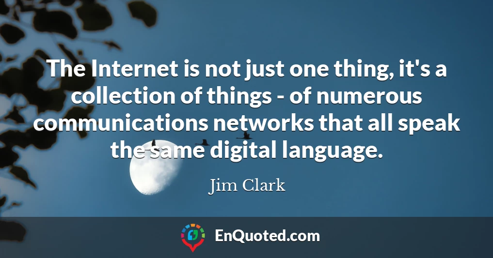 The Internet is not just one thing, it's a collection of things - of numerous communications networks that all speak the same digital language.