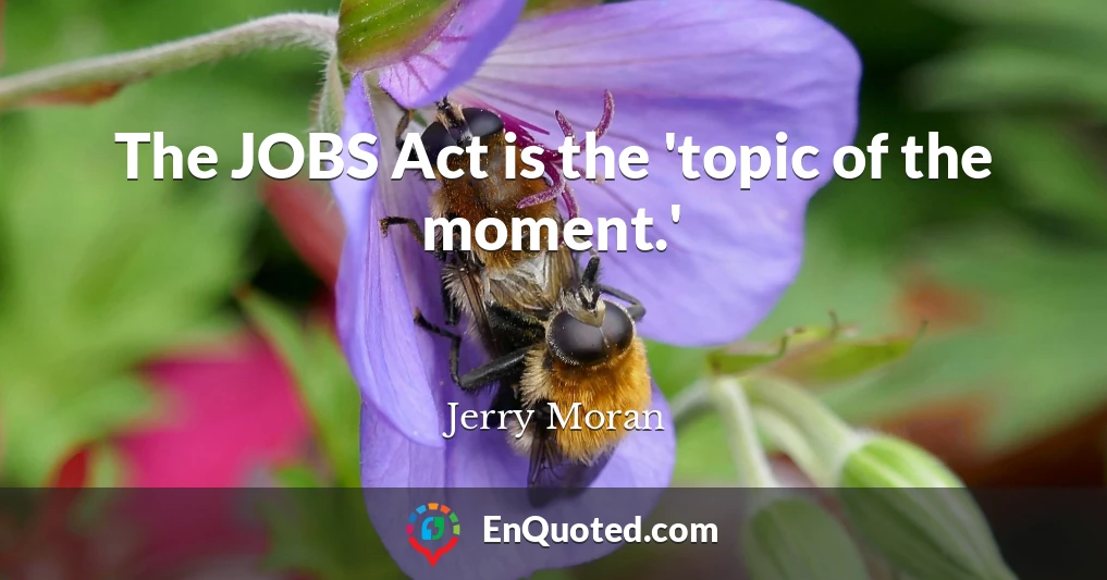 The JOBS Act is the 'topic of the moment.'