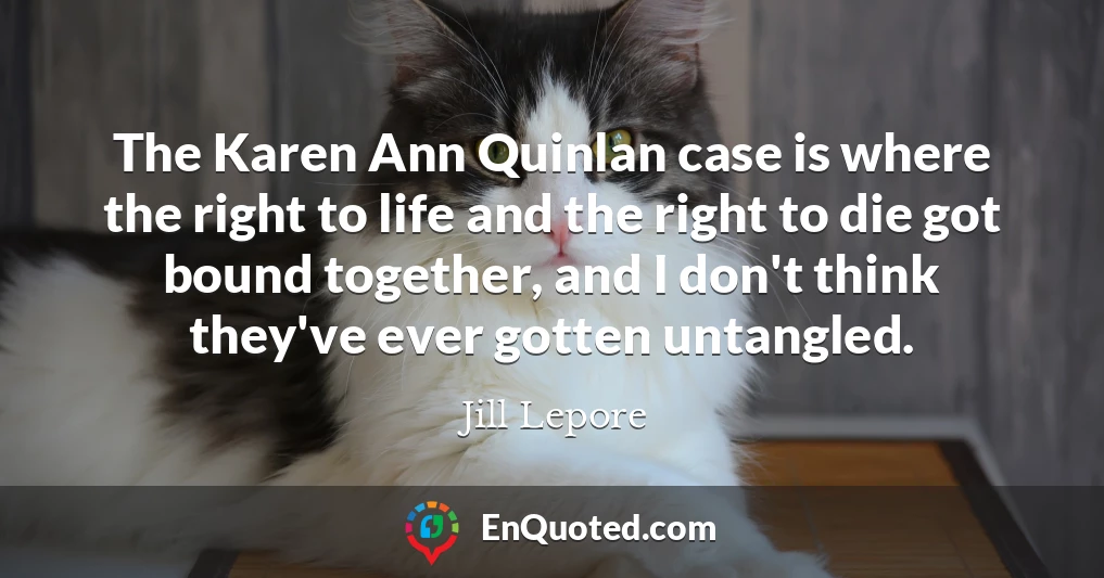 The Karen Ann Quinlan case is where the right to life and the right to die got bound together, and I don't think they've ever gotten untangled.