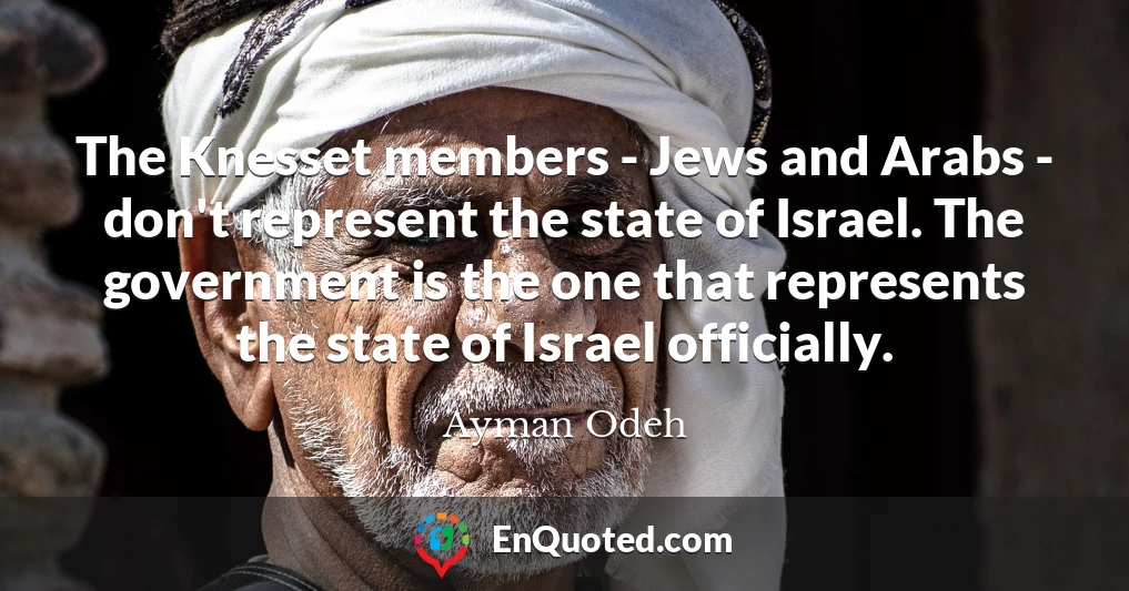 The Knesset members - Jews and Arabs - don't represent the state of Israel. The government is the one that represents the state of Israel officially.
