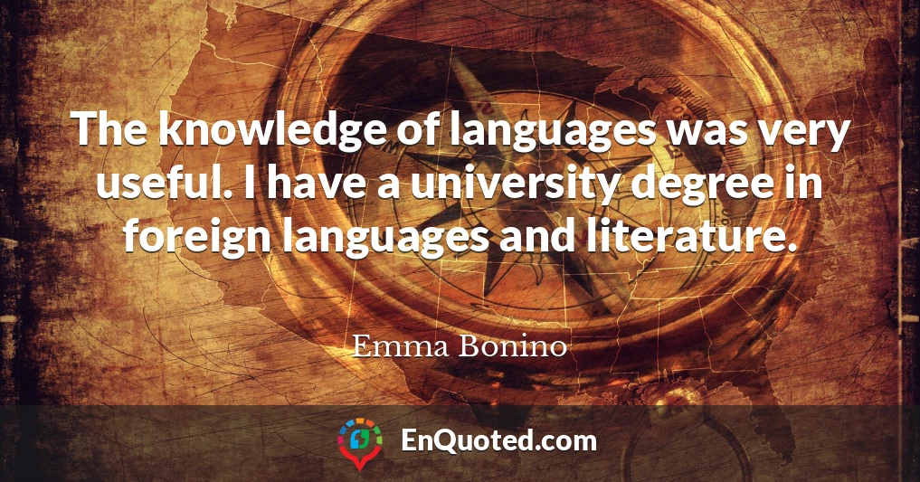 The knowledge of languages was very useful. I have a university degree in foreign languages and literature.