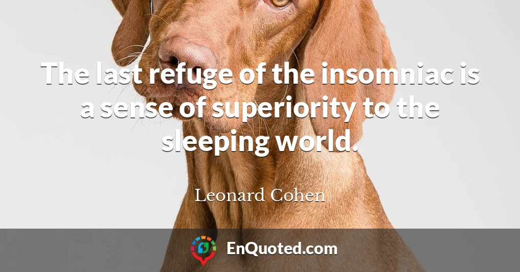 The last refuge of the insomniac is a sense of superiority to the sleeping world.