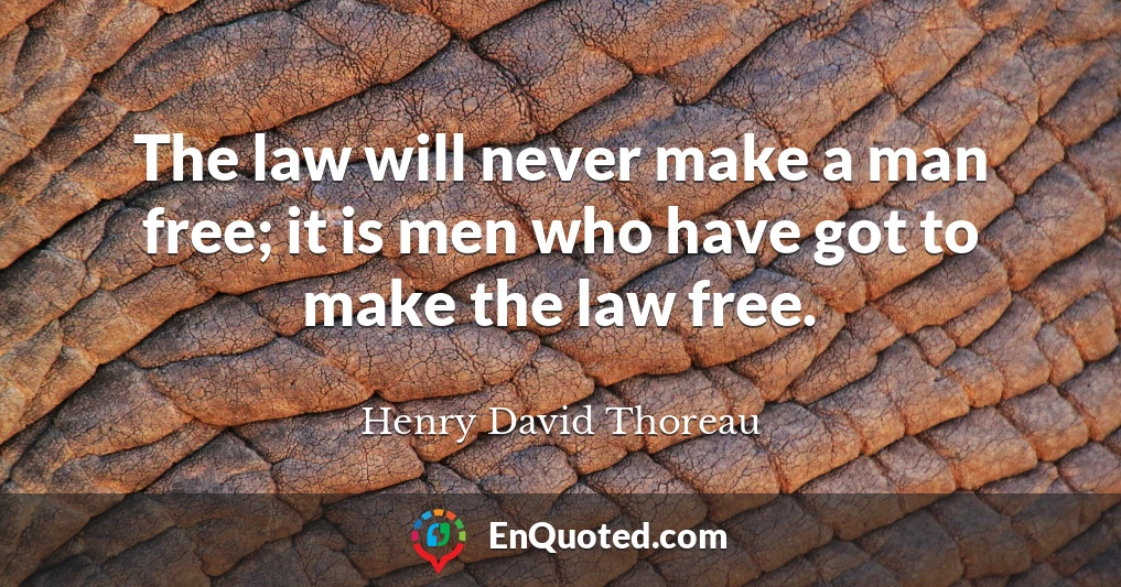 The law will never make a man free; it is men who have got to make the law free.