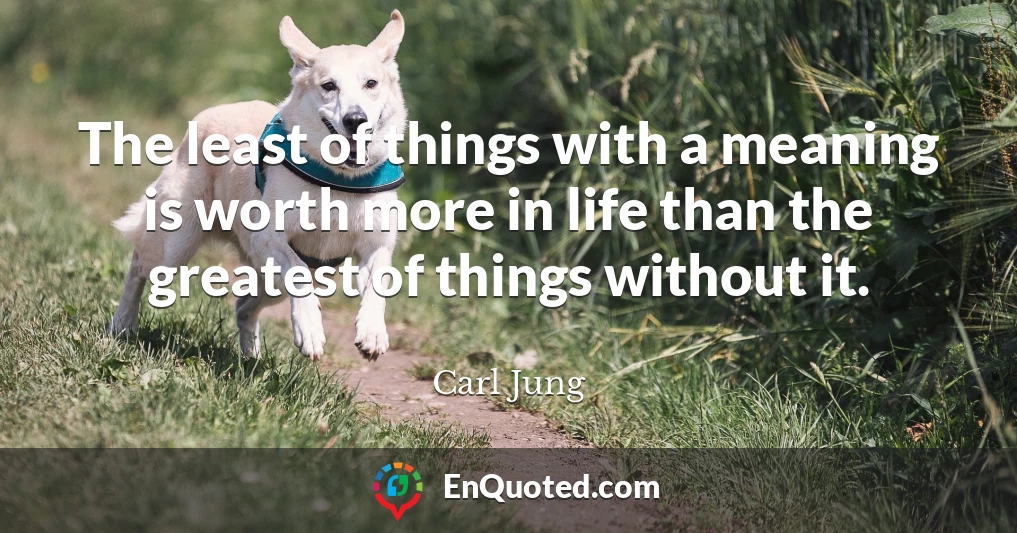 The least of things with a meaning is worth more in life than the greatest of things without it.