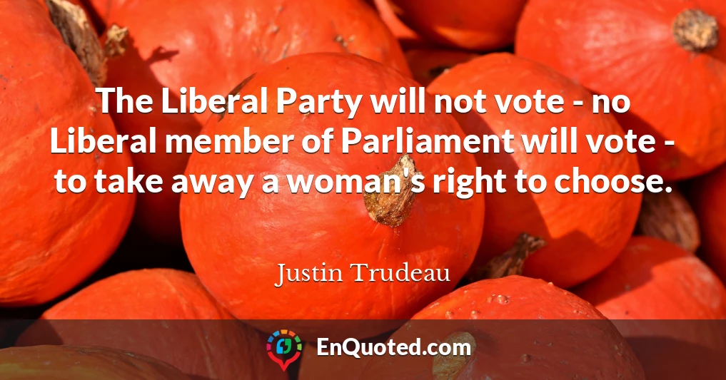 The Liberal Party will not vote - no Liberal member of Parliament will vote - to take away a woman's right to choose.