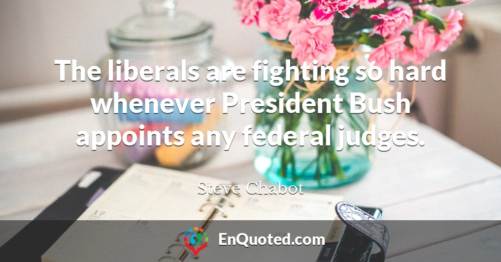 The liberals are fighting so hard whenever President Bush appoints any federal judges.