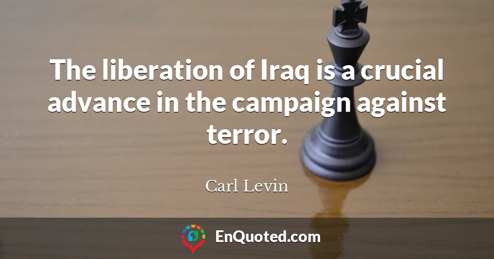 The liberation of Iraq is a crucial advance in the campaign against terror.