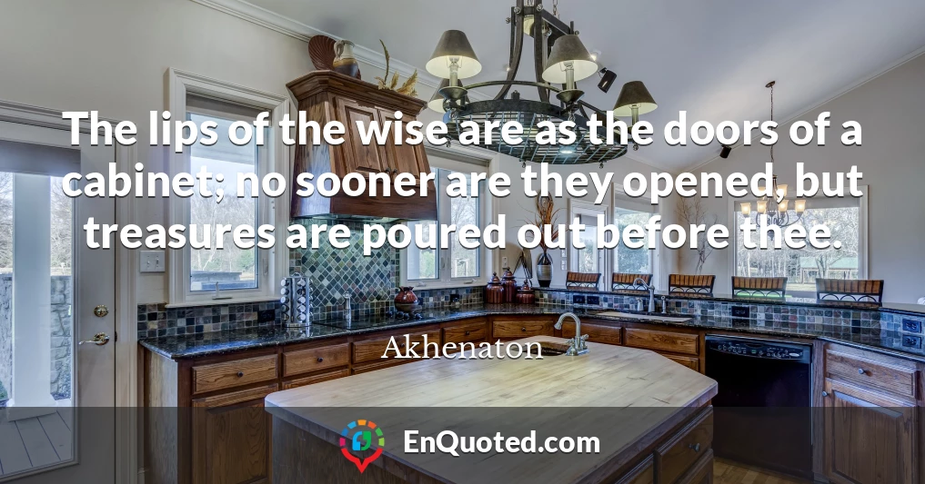 The lips of the wise are as the doors of a cabinet; no sooner are they opened, but treasures are poured out before thee.