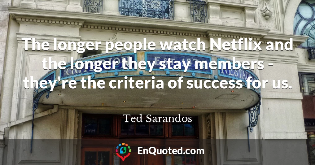The longer people watch Netflix and the longer they stay members - they're the criteria of success for us.