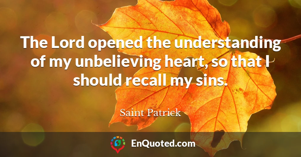 The Lord opened the understanding of my unbelieving heart, so that I should recall my sins.