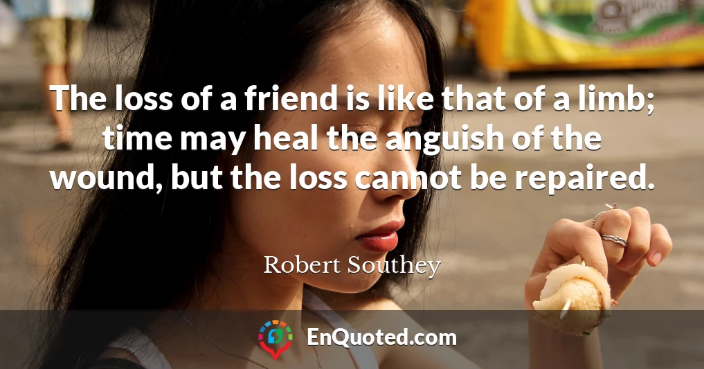 The loss of a friend is like that of a limb; time may heal the anguish of the wound, but the loss cannot be repaired.