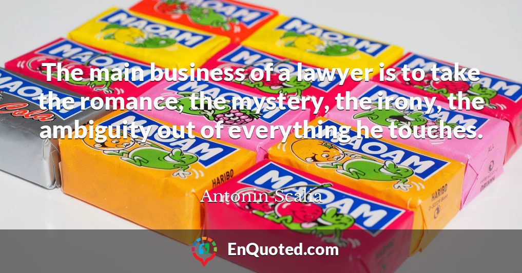 The main business of a lawyer is to take the romance, the mystery, the irony, the ambiguity out of everything he touches.