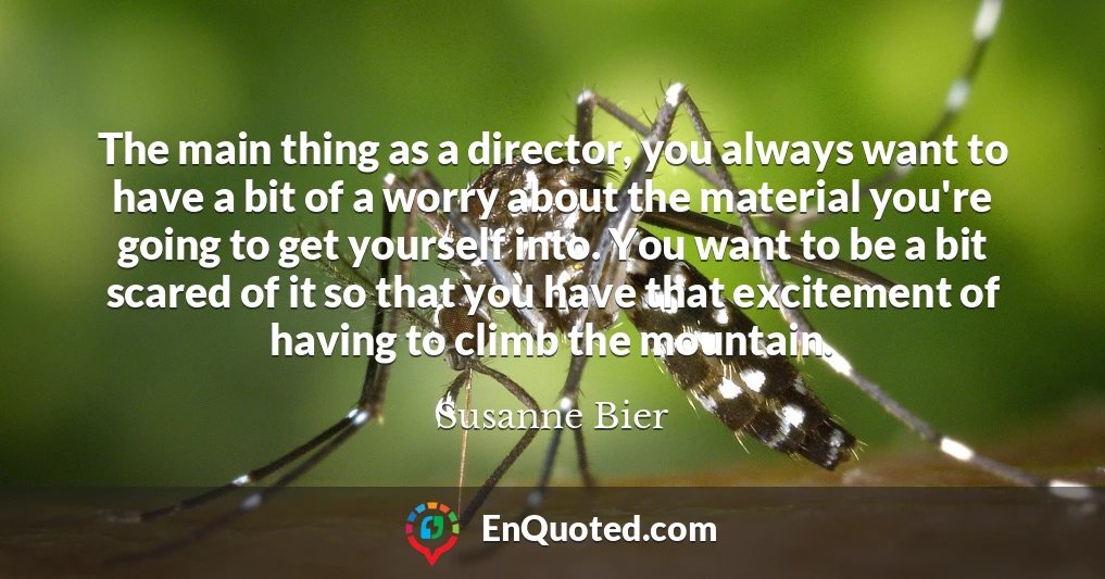 The main thing as a director, you always want to have a bit of a worry about the material you're going to get yourself into. You want to be a bit scared of it so that you have that excitement of having to climb the mountain.