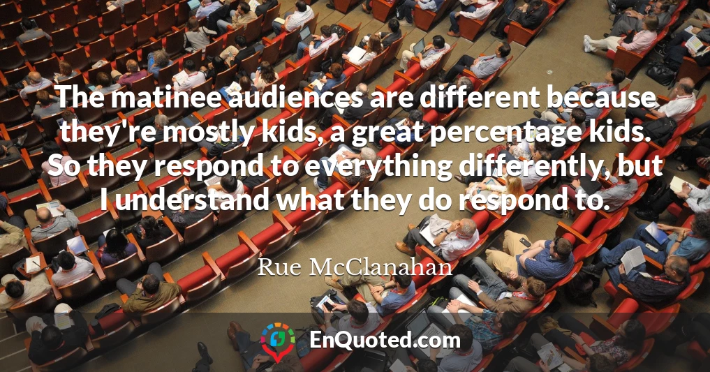 The matinee audiences are different because they're mostly kids, a great percentage kids. So they respond to everything differently, but I understand what they do respond to.