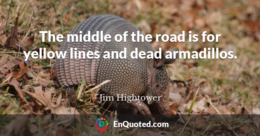 The middle of the road is for yellow lines and dead armadillos.