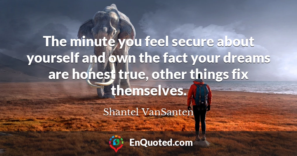 The minute you feel secure about yourself and own the fact your dreams are honest true, other things fix themselves.
